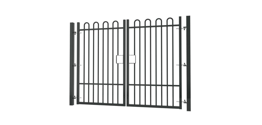 2.4m high x 5.0m Wide EnviroRail® Bow Top Double Leaf Gate – Black