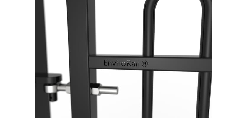 Close up of the EnviroRail® branding on gate 
