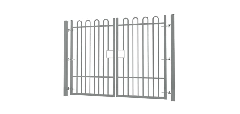 2.4m high x 4.0m Wide EnviroRail® Bow Top Double Leaf Gate – Grey