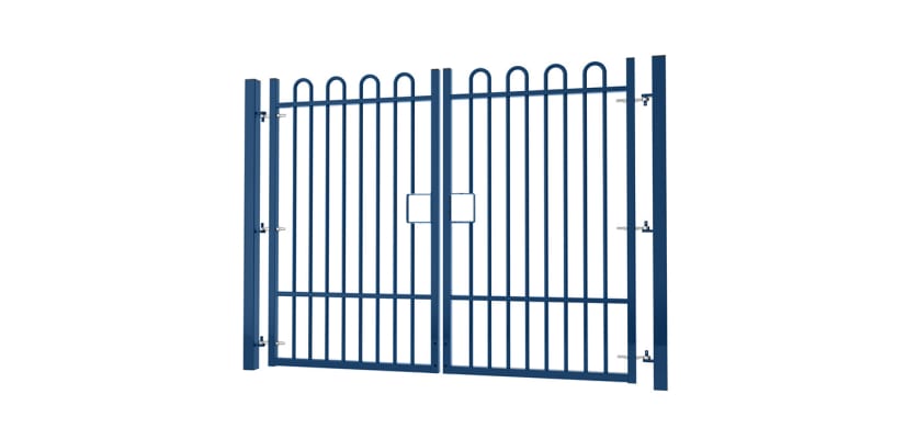 2.4m high x 2.0m Wide EnviroRail® Bow Top Double Leaf Gate – Blue