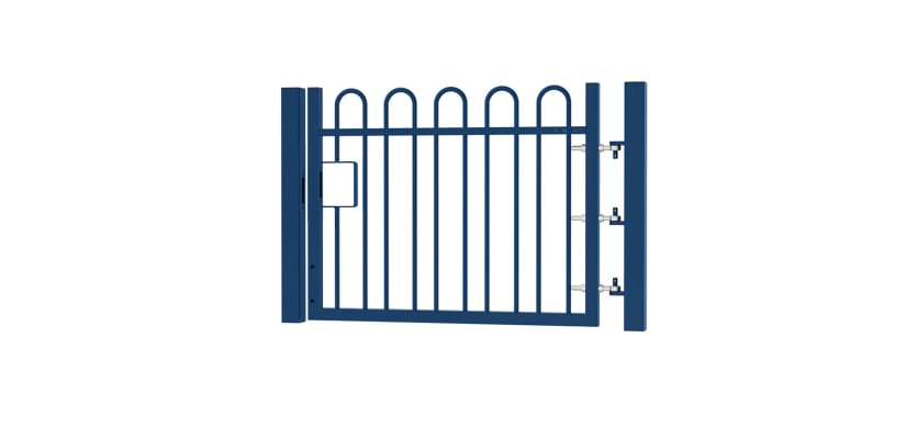 0.9m high x 3.0m Wide EnviroRail® Bow Top Single Leaf Gate – Blue