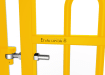 Close up of the EnviroRail® branding on gate - Yellow Finish