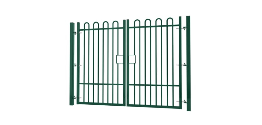 2.0m high x 4.0m Wide EnviroRail® Bow Top Double Leaf Gate – Green