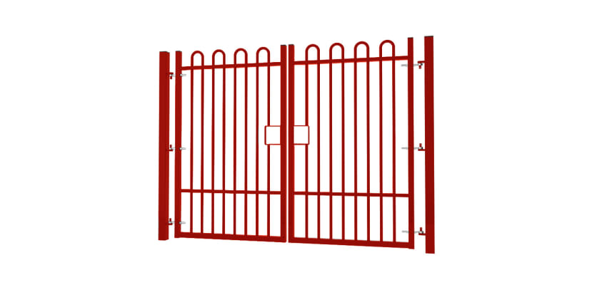 2.0m high x 4.0m Wide EnviroRail® Bow Top Double Leaf Gate – Red
