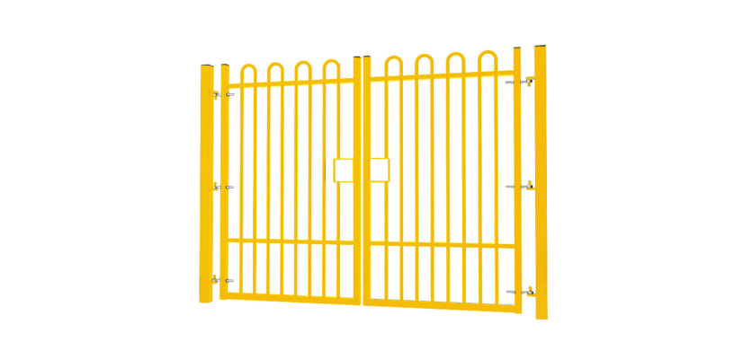 2.0m high x 4.0m Wide EnviroRail® Bow Top Double Leaf Gate – Yellow