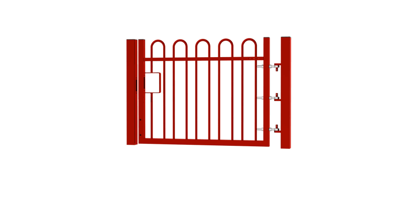 1.0m high x 1.2m Wide EnviroRail® Bow Top Single Leaf Gate – Red