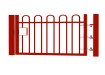 1.0m high x 1.2m Wide EnviroRail® Bow Top Single Leaf Gate – Red