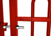 Close up of the EnviroRail® hinge and gate - Red Finish