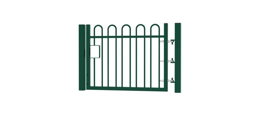 1.0m high x 1.2m Wide EnviroRail® Bow Top Single Leaf Gate – Green
