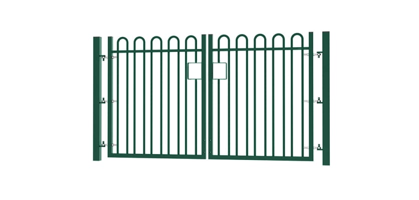 1.8m high x 5.0m Wide EnviroRail® Bow Top Double Leaf Gate – Green