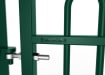 Close up of the EnviroRail® branding on gate - Green Finish