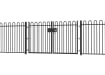 EnviroRail® Bow Top Railing Double Leaf Gate installed in row of railings 