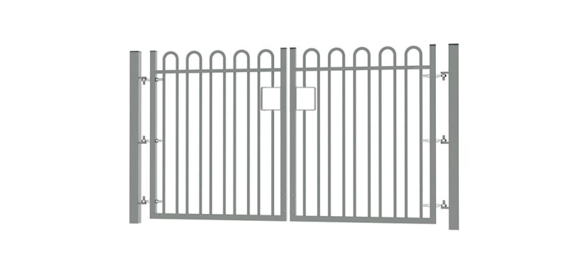 1.8m high x 5.0m Wide EnviroRail® Bow Top Double Leaf Gate – Grey