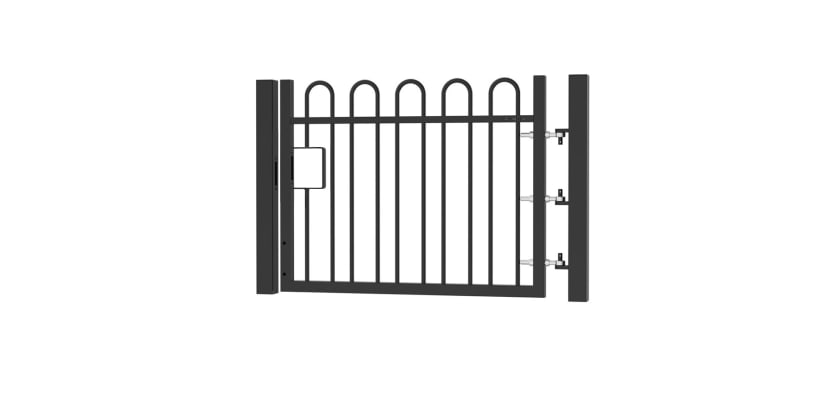 1.0m high x 2.5m Wide EnviroRail® Bow Top Single Leaf Gate – Black
