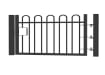 1.0m high x 2.5m Wide EnviroRail® Bow Top Single Leaf Gate – Black