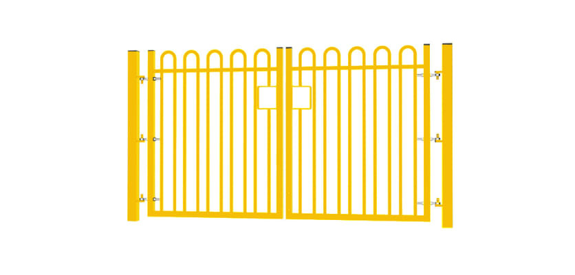 1.5m high x 5.0m Wide EnviroRail® Bow Top Double Leaf Gate – Yellow