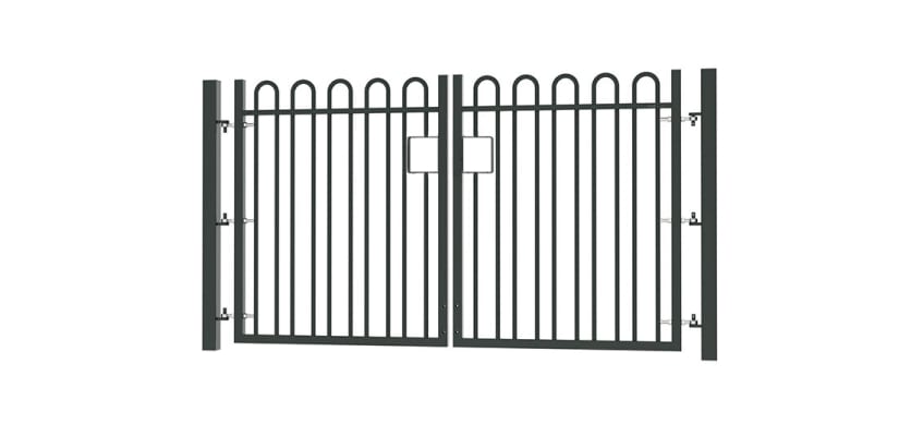 1.5m high x 5.0m Wide EnviroRail® Bow Top Double Leaf Gate – Black