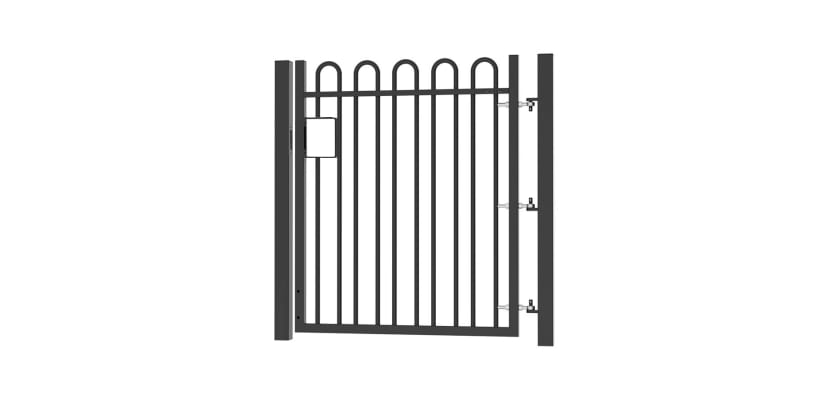 1.5m high x 1.5m Wide EnviroRail® Bow Top Single Leaf Gate – Black