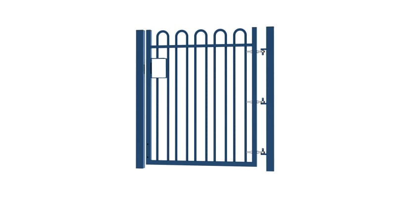 1.5m high x 1.5m Wide EnviroRail® Bow Top Single Leaf Gate – Blue