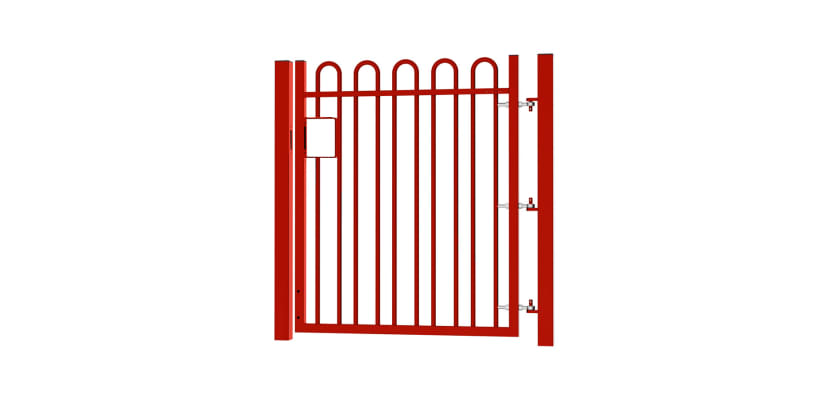 1.5m high x 2.0m Wide EnviroRail® Bow Top Single Leaf Gate – Red
