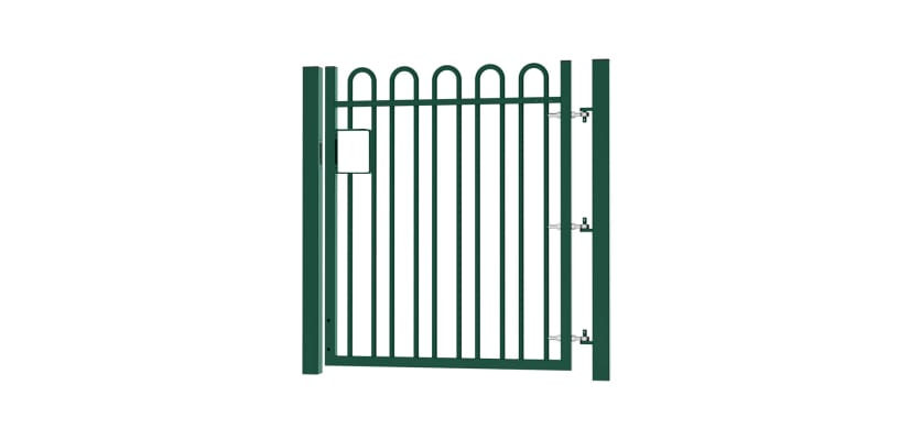 1.5m high x 2.0m Wide EnviroRail® Bow Top Single Leaf Gate – Green