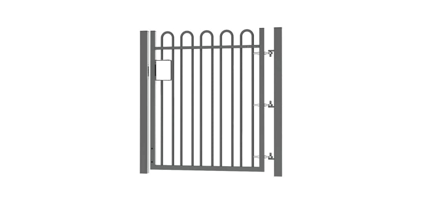 1.8m high x 2.5m Wide EnviroRail® Bow Top Single Leaf Gate – Grey