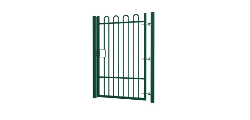 2.0m high x 1.0m Wide EnviroRail® Bow Top Single Leaf Gate – Green
