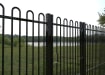 EnviroRail® Bow Top Railing Gate in Black installed in a park