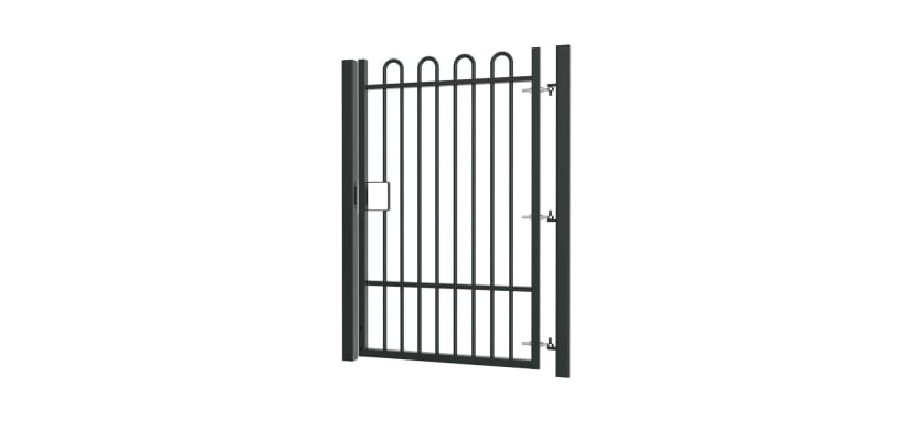 2.0m high x 2.0m Wide EnviroRail® Bow Top Single Leaf Gate – Black