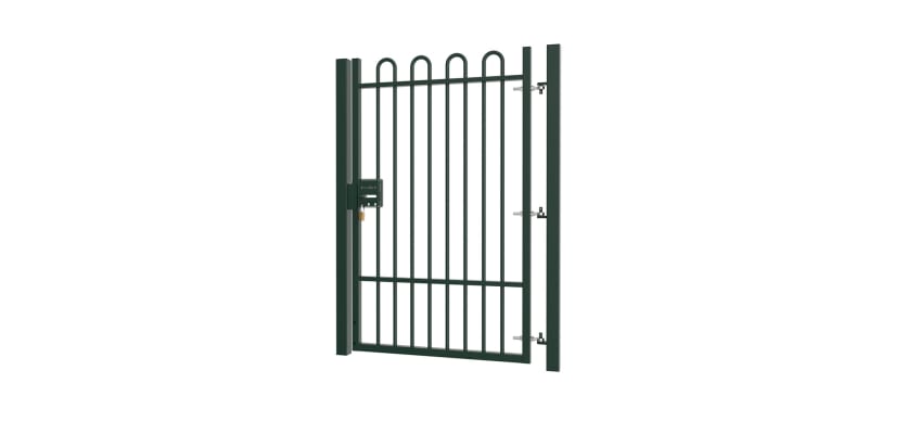 2.4m high x 1.0m Wide EnviroRail® Bow Top Single Leaf Gate – Black