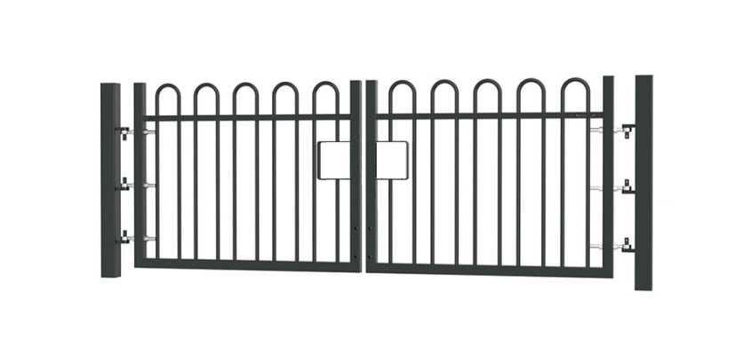 0.9m high x 2.0m Wide EnviroRail® Bow Top Double Leaf Gate – Black