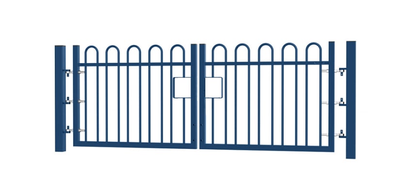 0.9m high x 4.0m Wide EnviroRail® Bow Top Double Leaf Gate – Blue