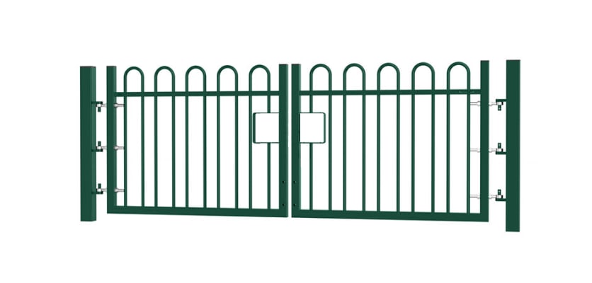 0.9m high x 4.0m Wide EnviroRail® Bow Top Double Leaf Gate – Green