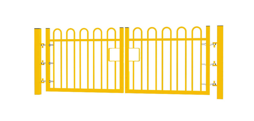 0.9m high x 4.0m Wide EnviroRail® Bow Top Double Leaf Gate – Yellow
