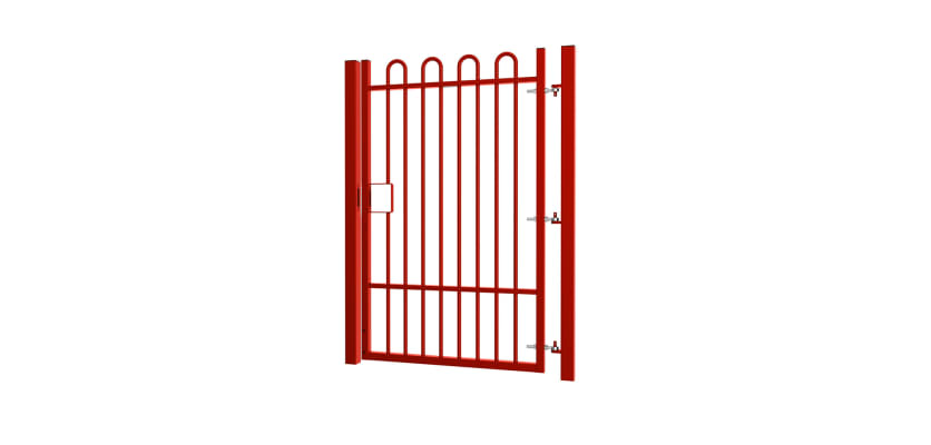 2.4m high x 3.0m Wide EnviroRail® Bow Top Single Leaf Gate – Red