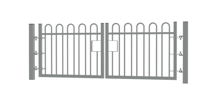 1.0m high x 6.0m Wide EnviroRail® Bow Top Double Leaf Gate – Grey