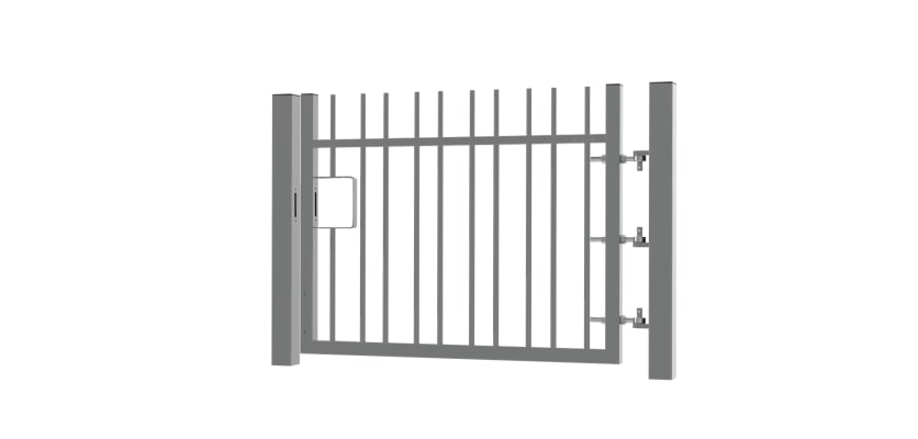 A 0.9m x 1.0m EnviroRail Single Leaf Vertical Bar Railing Gate - Grey