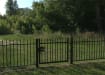 EnviroRail® Black Vertical Bar Single Leaf Gate Kit installed in field