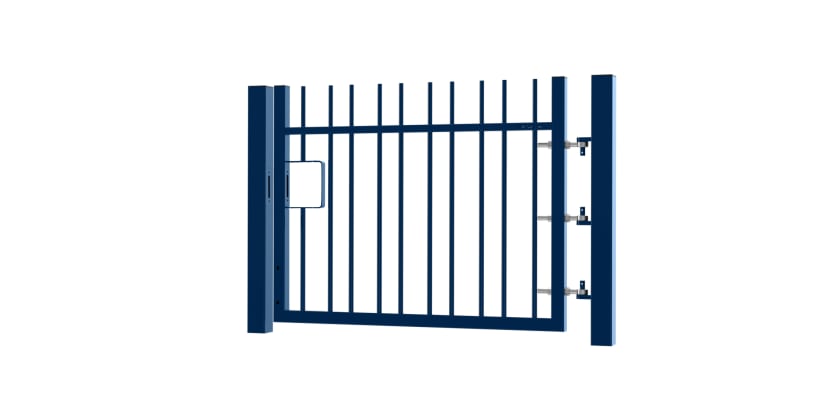1.2m High x 2.0m Wide EnviroRail® Vertical Bar Single Leaf Gate Kit - Blue
