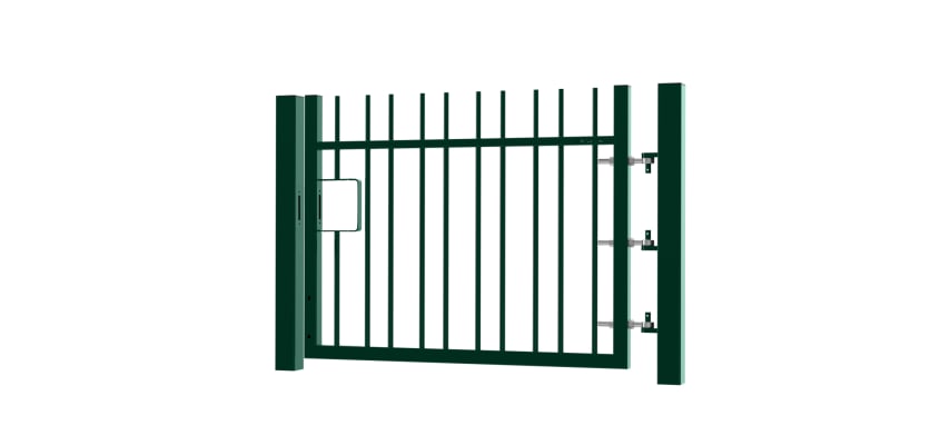 1.2m High x 2.5m Wide EnviroRail® Vertical Bar Single Leaf Gate Kit in Green