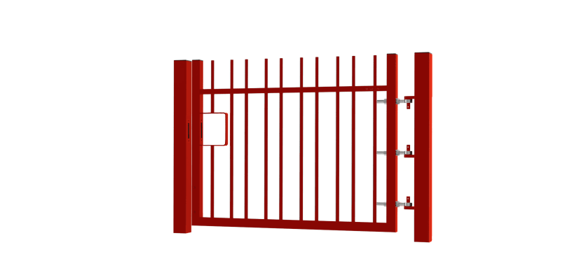 1.2m High x 2.5m Wide EnviroRail® Vertical Bar Single Leaf Gate Kit in Red