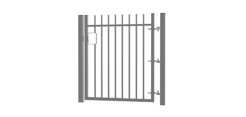 1.5m High x 1.5m Wide EnviroRail® Vertical Bar Single Leaf Gate Kit in Grey