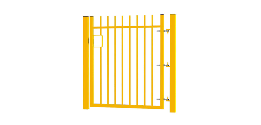 1.5m High x 1.5m Wide EnviroRail® Vertical Bar Single Leaf Gate Kit in Yellow