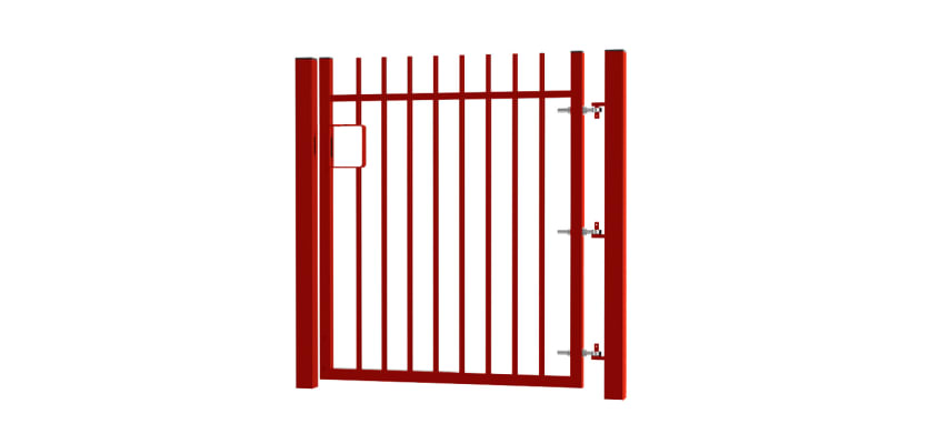 1.5m High x 3.0m Wide EnviroRail® Vertical Bar Single Leaf Gate Kit in Red