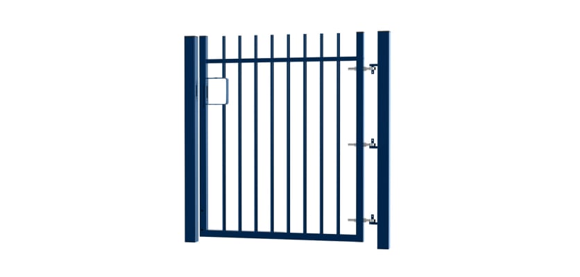 1.5m High x 3.0m Wide EnviroRail® Vertical Bar Single Leaf Gate Kit in Blue