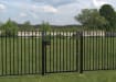EnviroRail® Black Vertical Bar Single Leaf Gate Kit installed in field