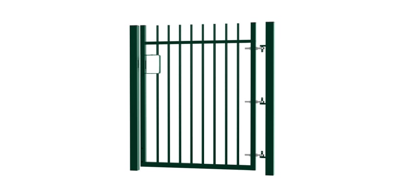 1.8m High x 1.2m Wide EnviroRail® Vertical Bar Single Leaf Gate Kit in Green