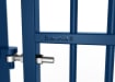 Close up of the EnviroRail® hinge and gate - Blue Finish