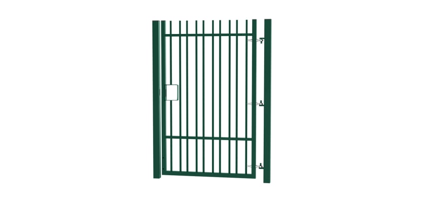 2.4m High x 1.2m Wide EnviroRail® Vertical Bar Single Leaf Gate Kit in Green