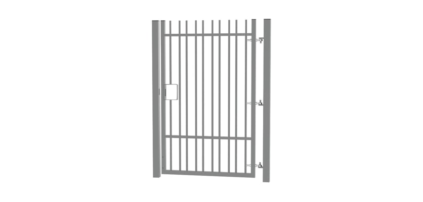 2.4m High x 1.2m Wide EnviroRail® Vertical Bar Single Leaf Gate Kit in Grey